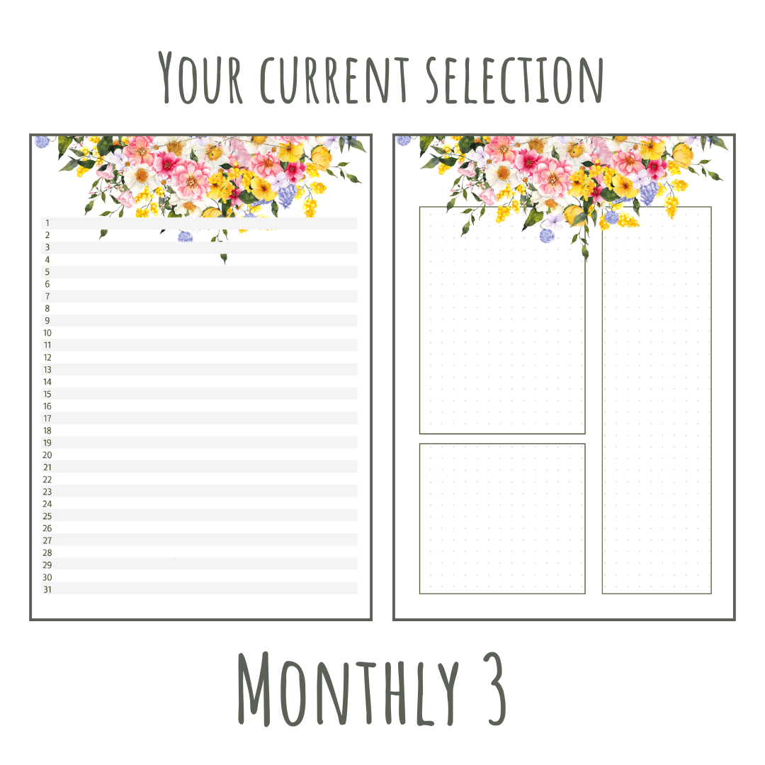 Pretty Floral A5 120gsm Planner Insert | Monthly Spread