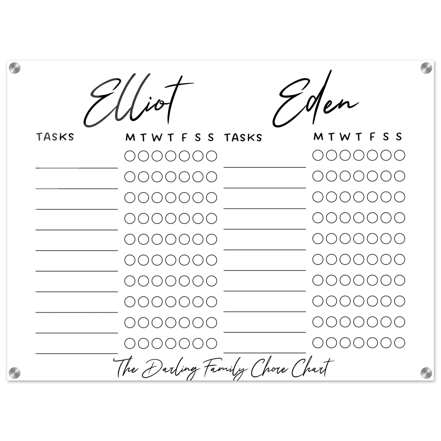 Reusable Weekly Task, Chore and Habit Chart | Blank Two Column