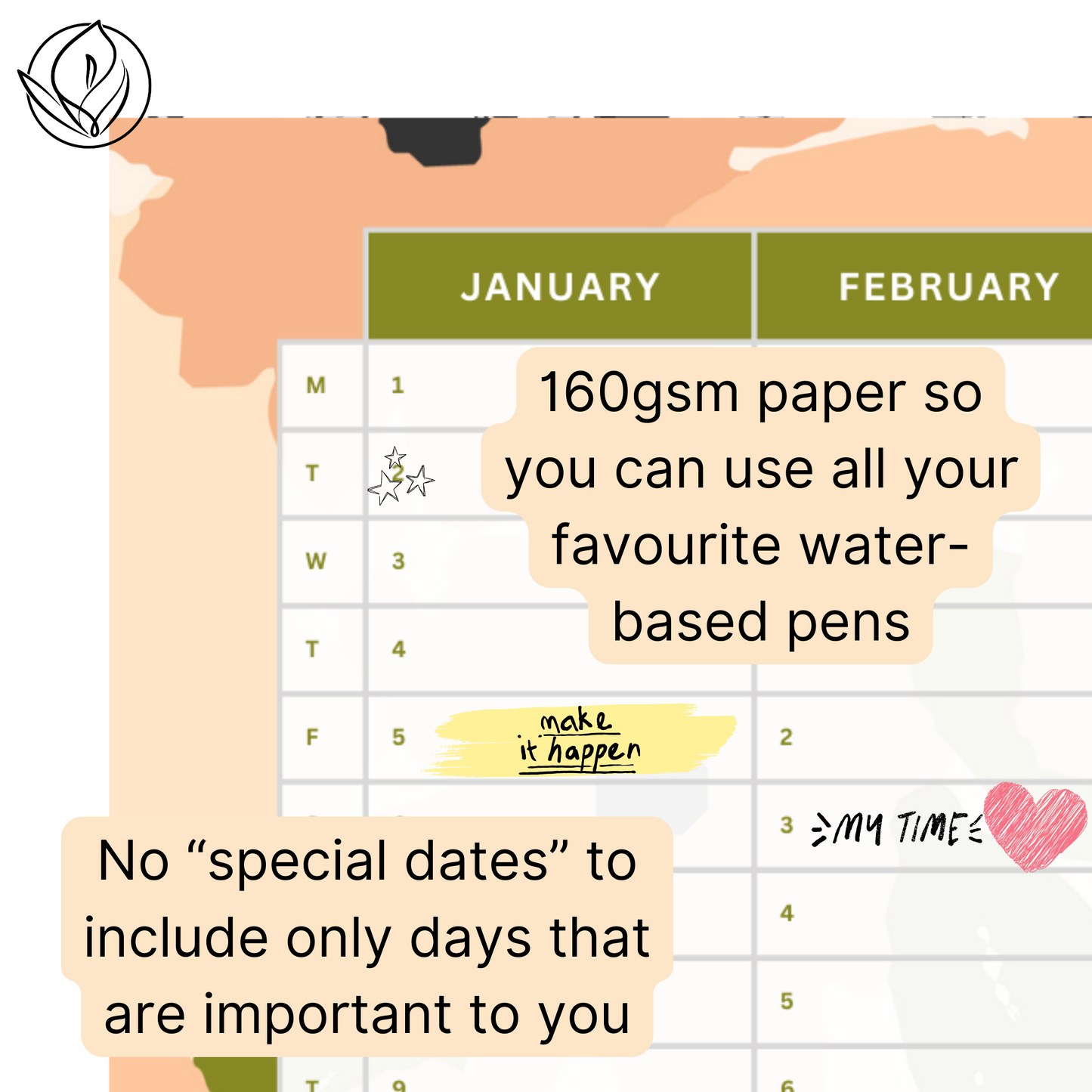 Just Peachy | 2024 Paper Wall Planner