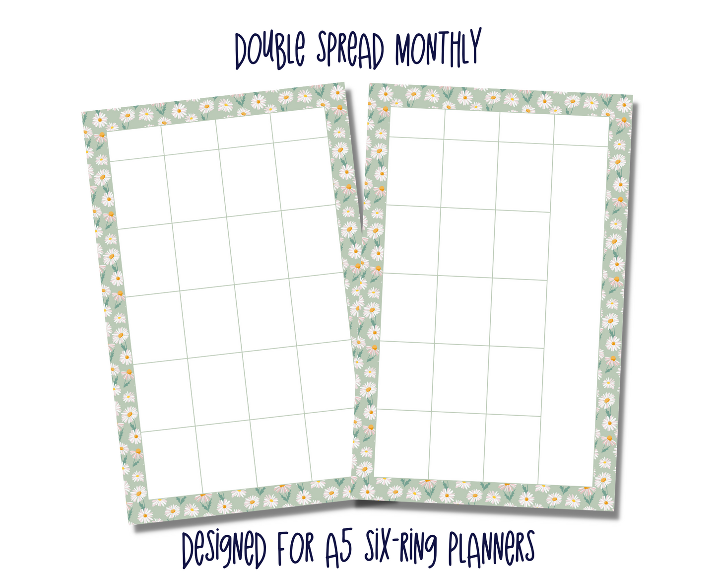 Undated Printable Bullet Journal Template | Planner PDF Calendar Bundle - "Garden Florals" Planner Bujo Pages for Loose-Leaf A5 Binders