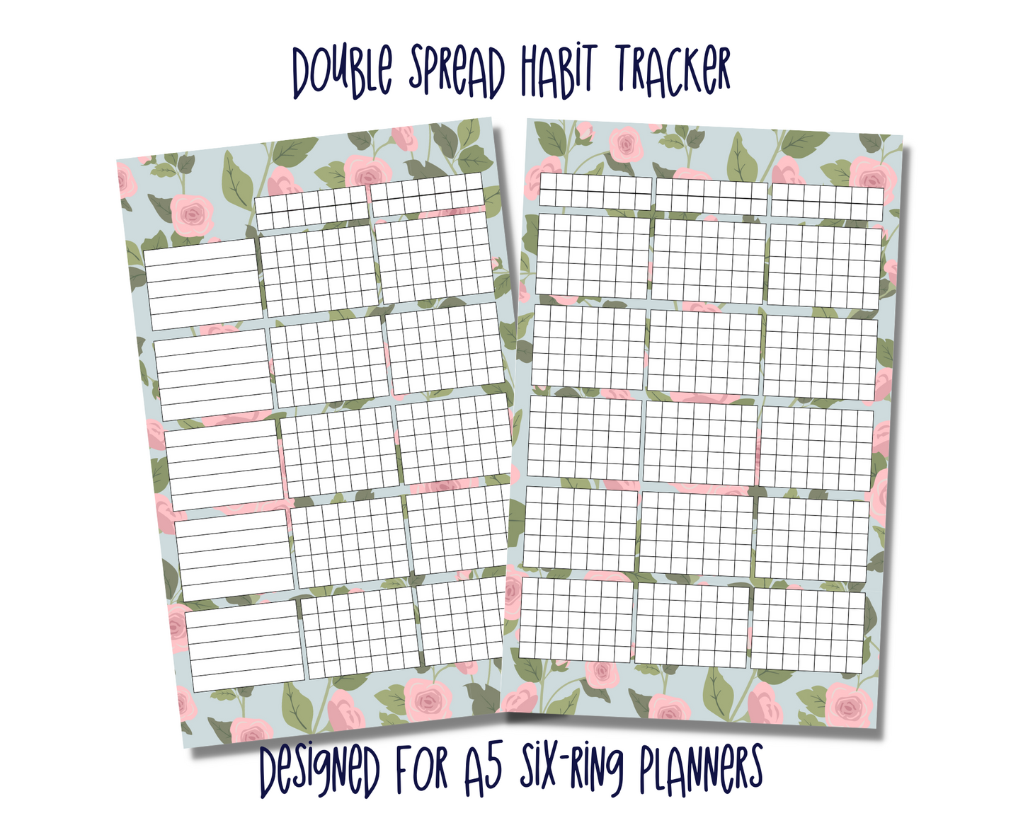 Undated Printable Bullet Journal Template | Planner PDF Calendar Bundle - "Garden Florals" Planner Bujo Pages for Loose-Leaf A5 Binders