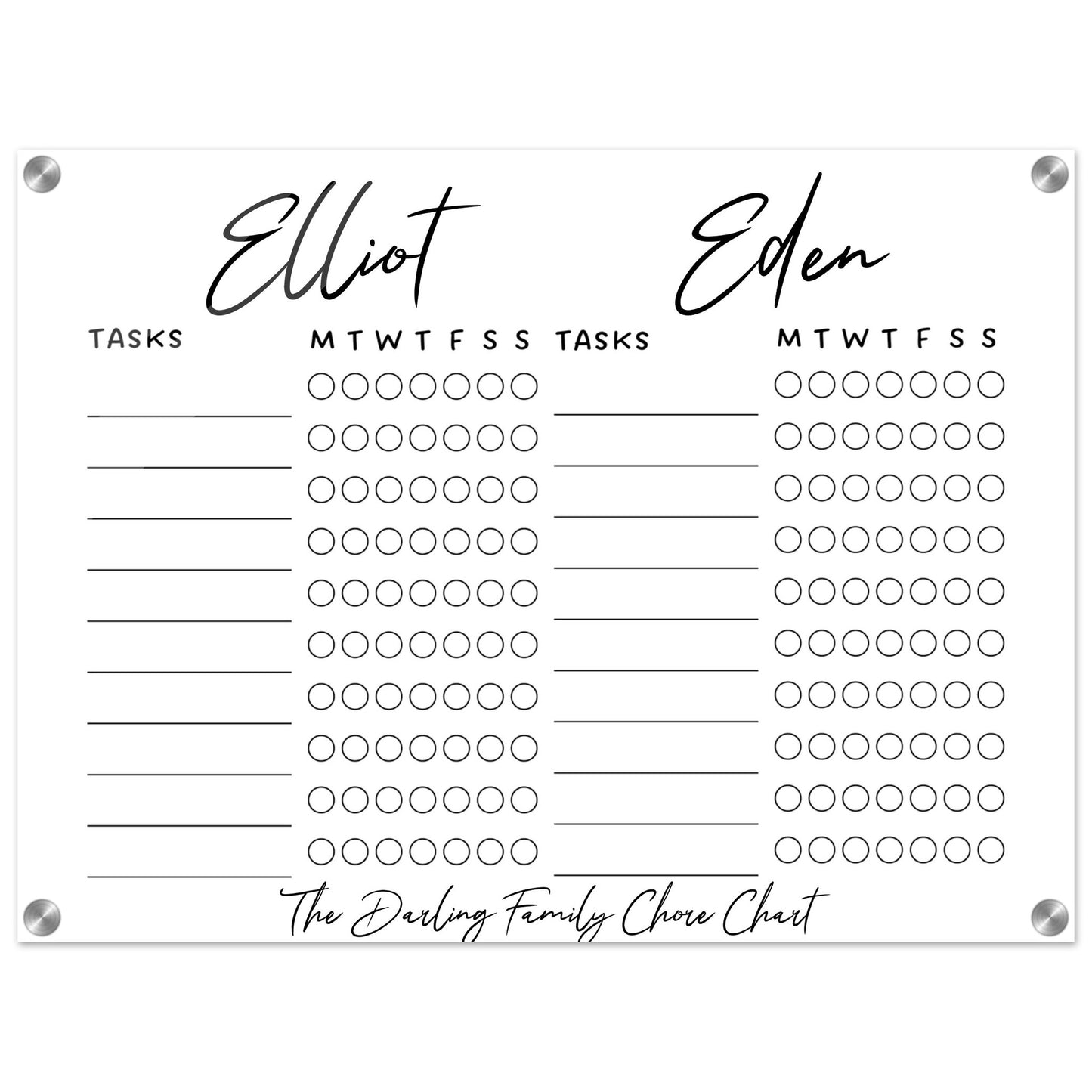 Reusable Weekly Task, Chore and Habit Chart | Blank Two Column