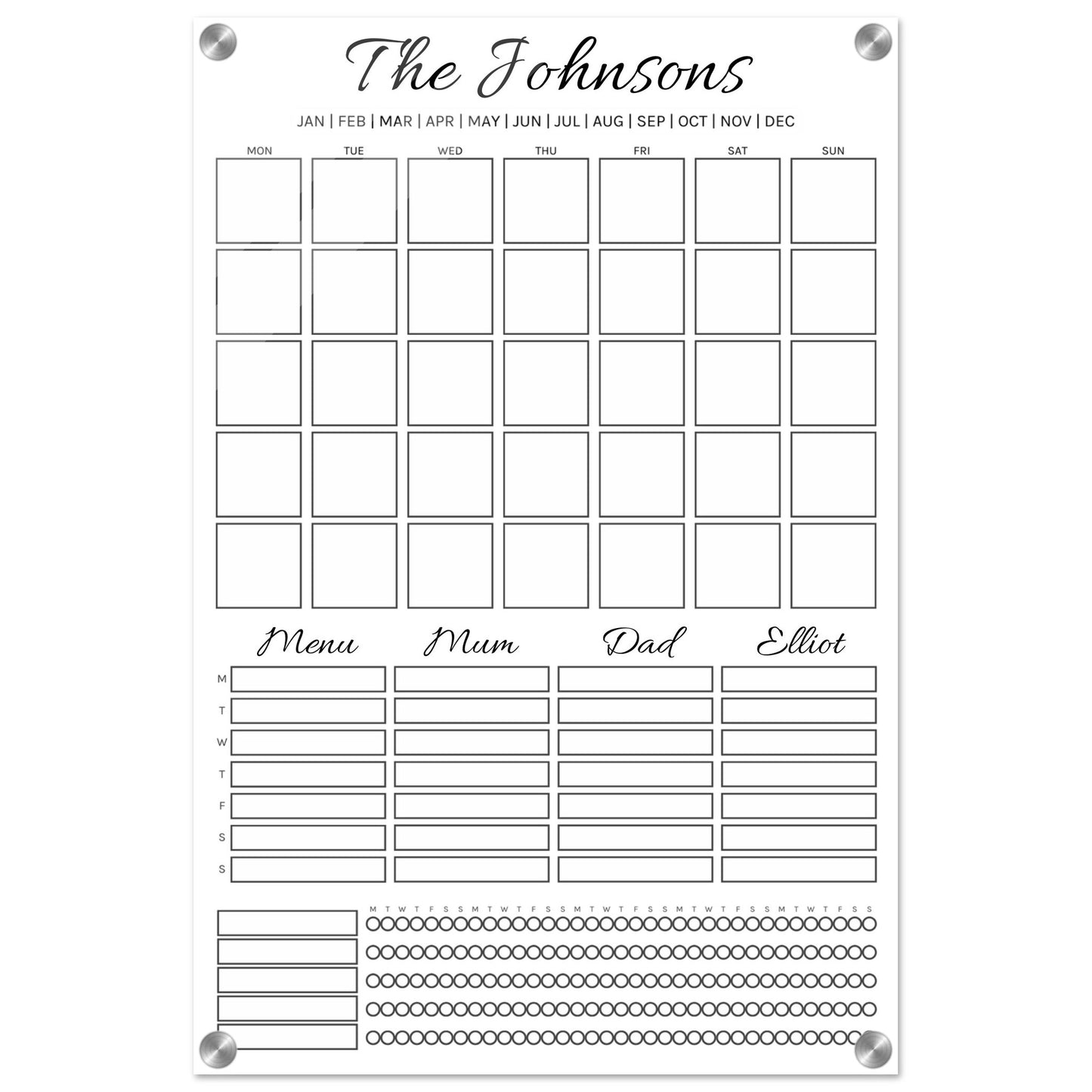 Customisable Family Wall Planner | Monthly Reusable