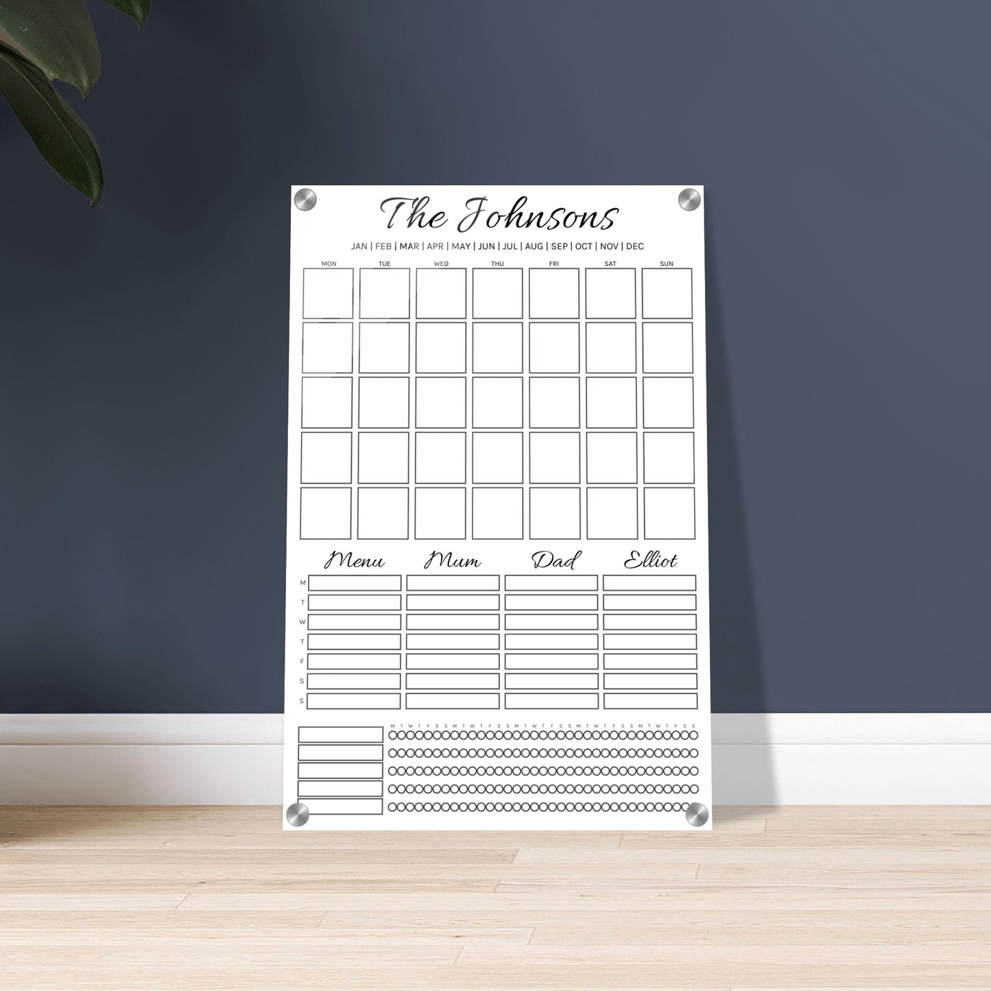 Customisable Family Wall Planner | Monthly Reusable