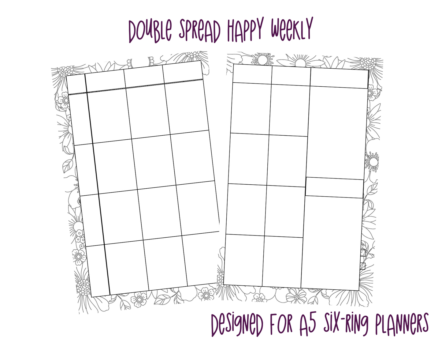 Pretty Flowers A5 Bujo Colouring Page Planner Inserts | For six-ring binders - Download and Print at home!