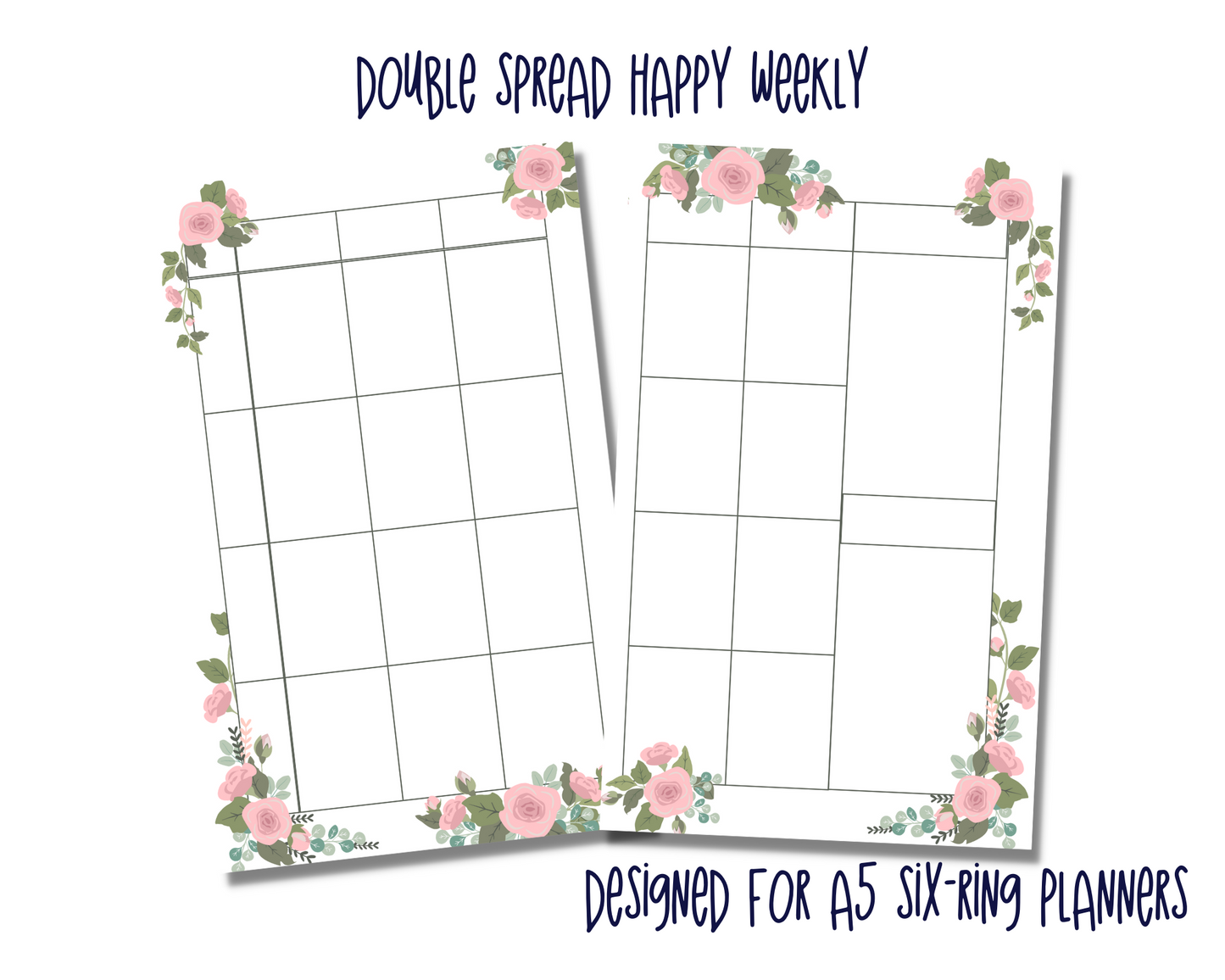 Undated Printable Bullet Journal Template | Planner PDF Calendar Bundle - "Garden Florals" Planner Bujo Pages for Loose-Leaf A5 Binders