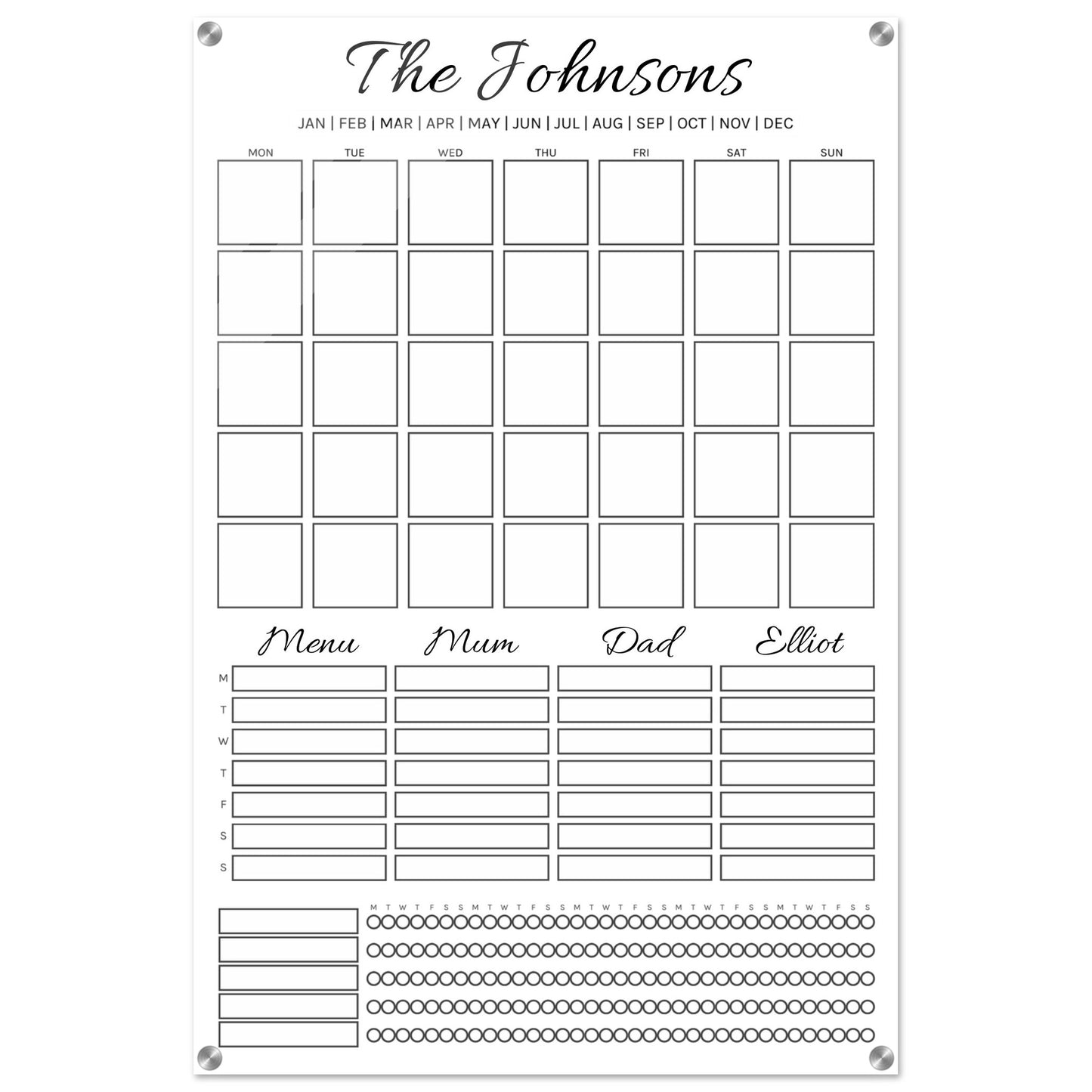 Customisable Family Wall Planner | Monthly Reusable