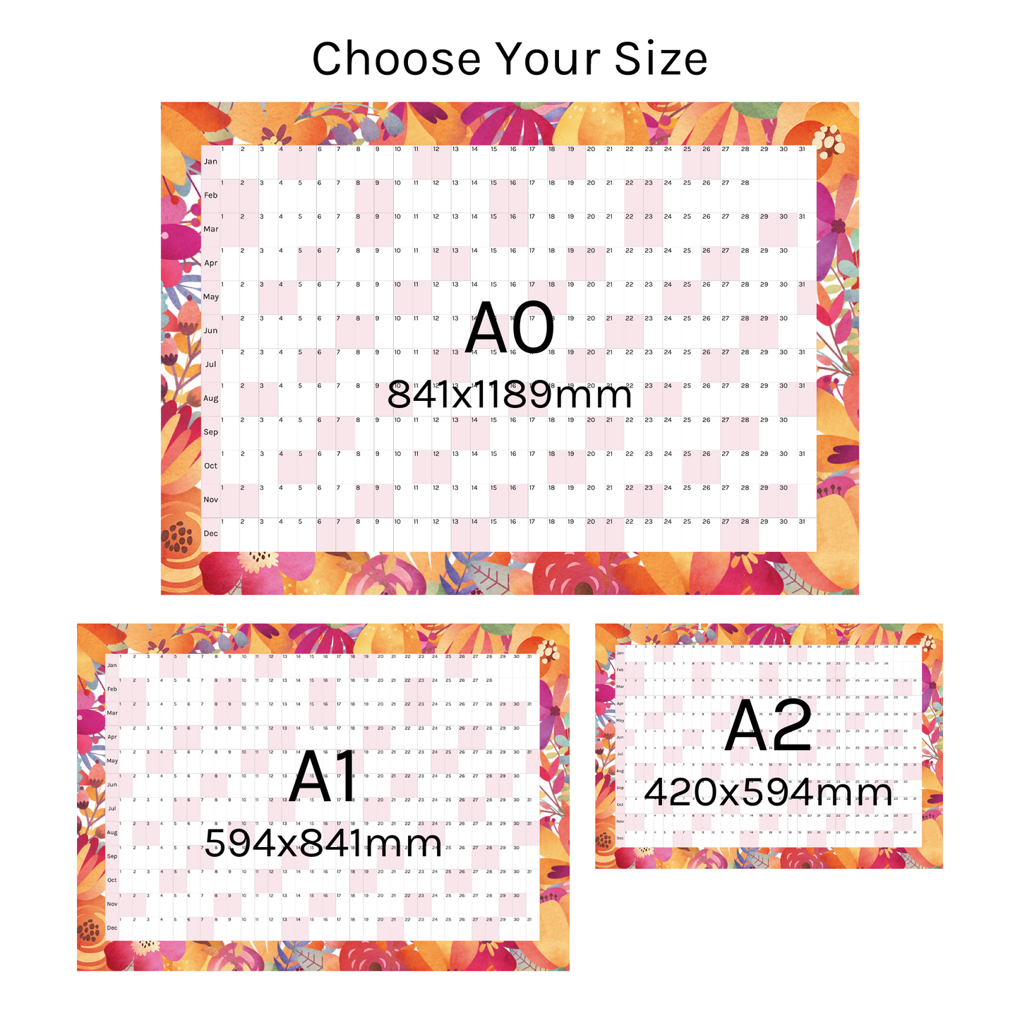 Horizontal 2025 Paper Wall Planner | Autumn Harvest