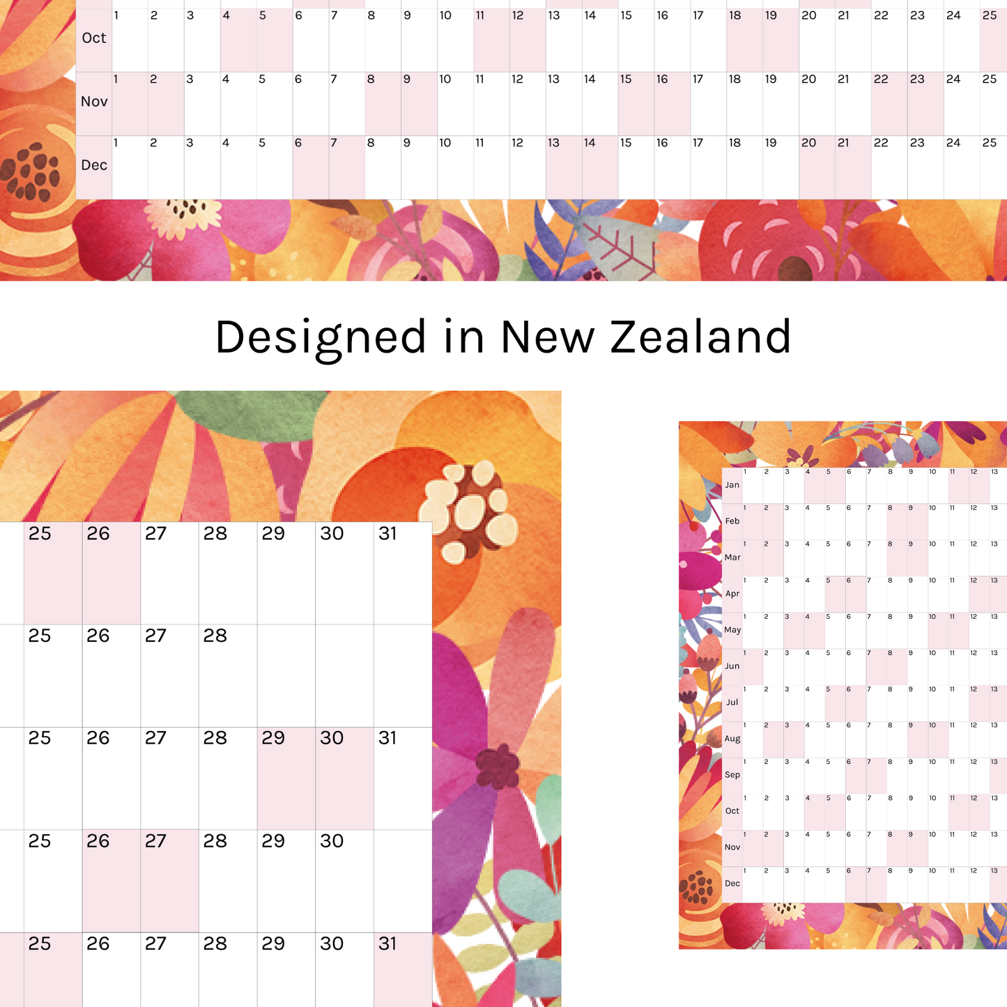 Horizontal 2025 Paper Wall Planner | Autumn Harvest