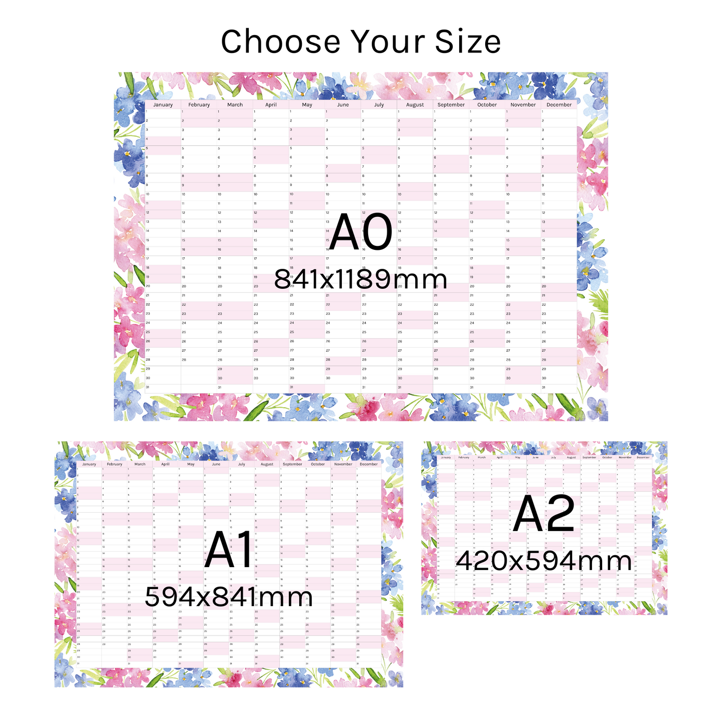 Vertical 2025 Paper Wall Planner | Blossom Breeze