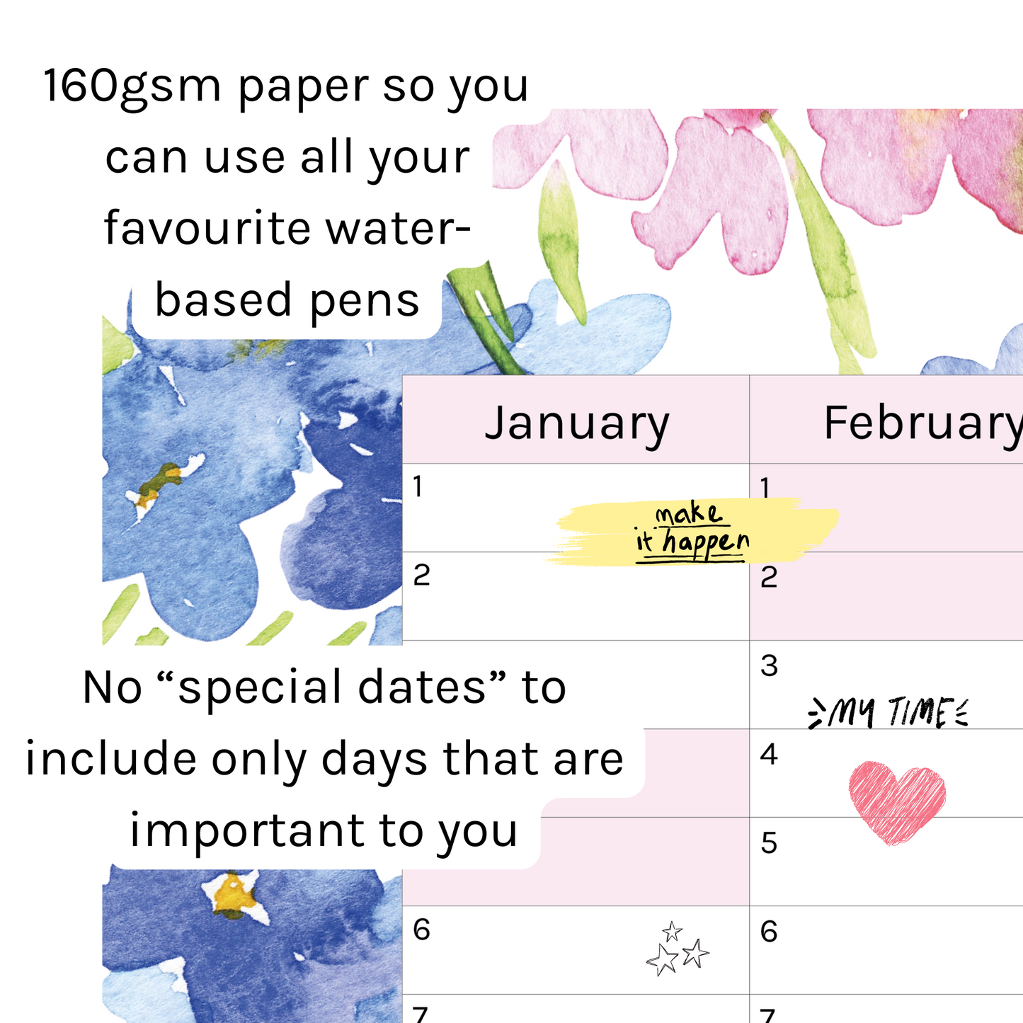 Vertical 2025 Paper Wall Planner | Blossom Breeze