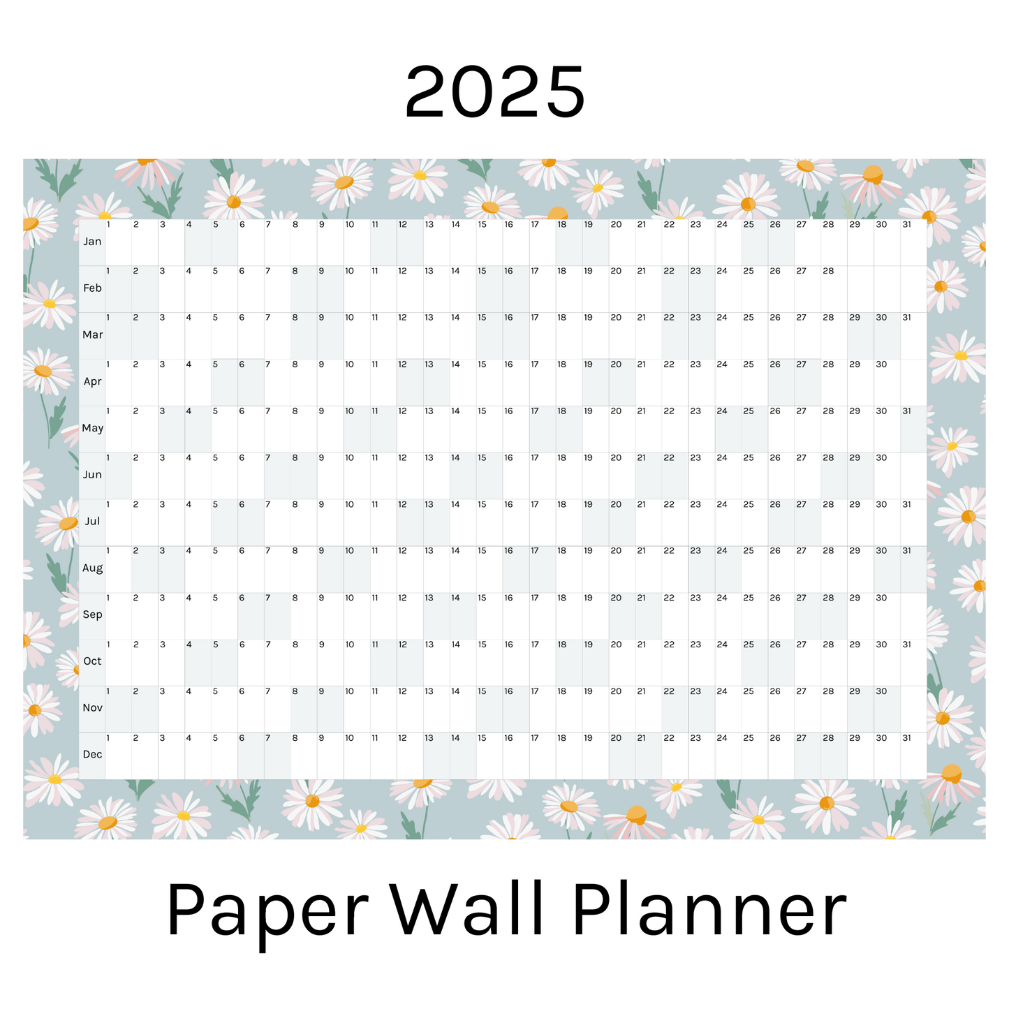 Horizontal 2025 Paper Wall Planner | Daisy Lane