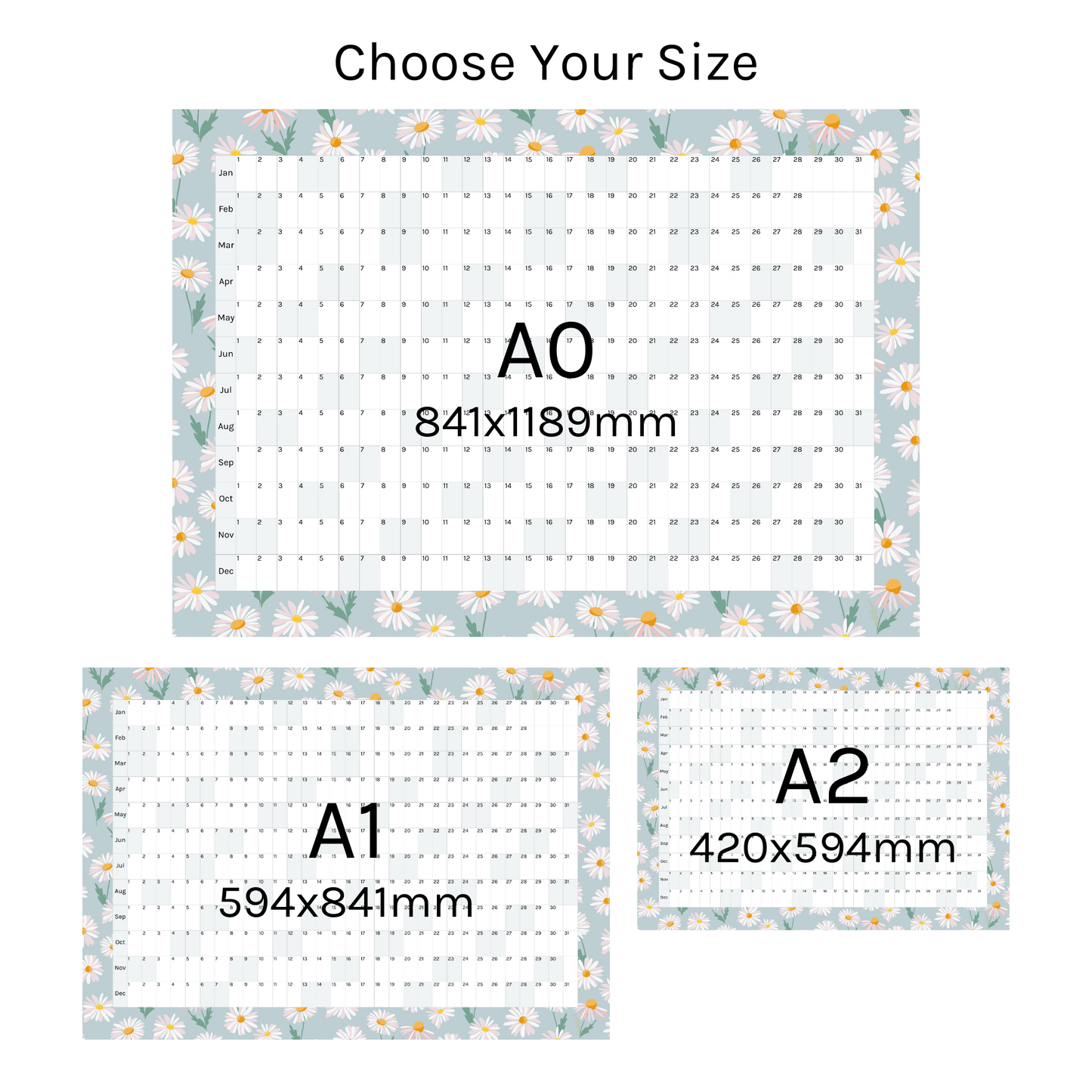 Horizontal 2025 Paper Wall Planner | Daisy Lane