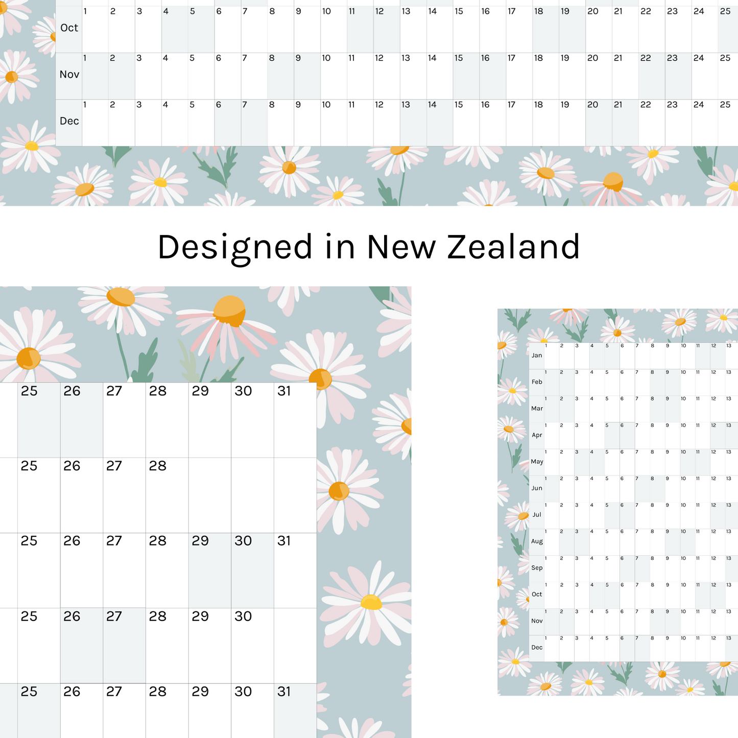 Horizontal 2025 Paper Wall Planner | Daisy Lane