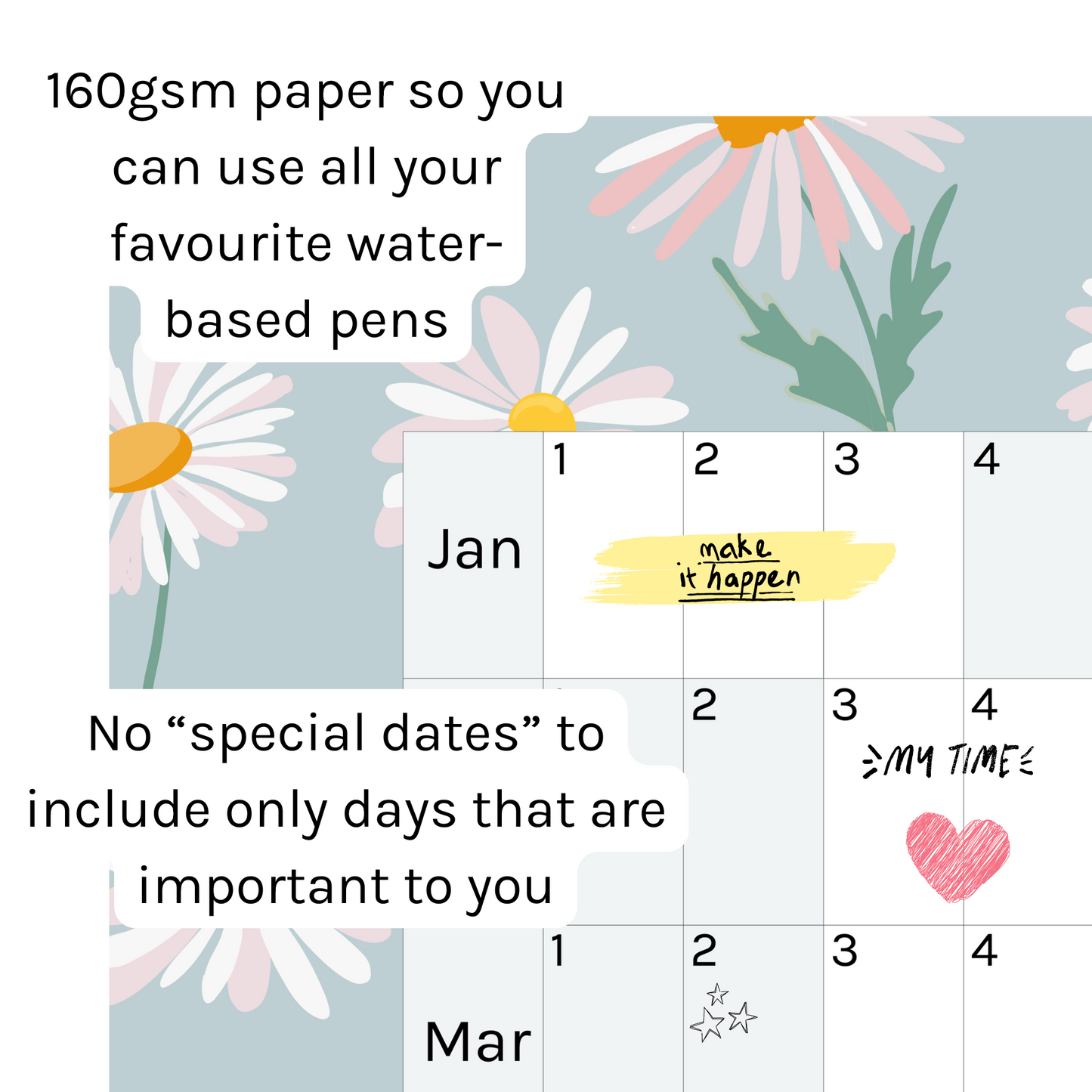 Horizontal 2025 Paper Wall Planner | Daisy Lane