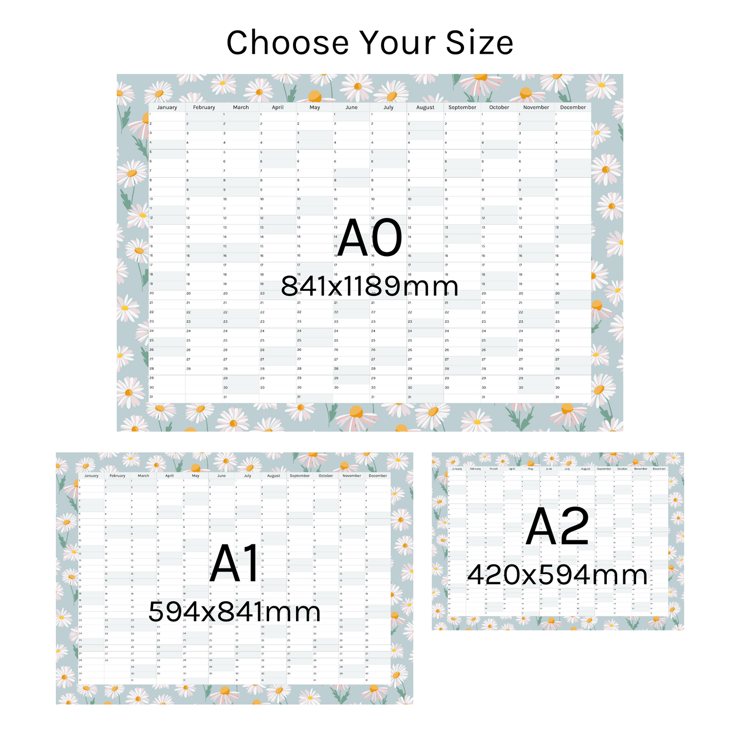 Vertical 2025 Paper Wall Planner | Daisy Lane