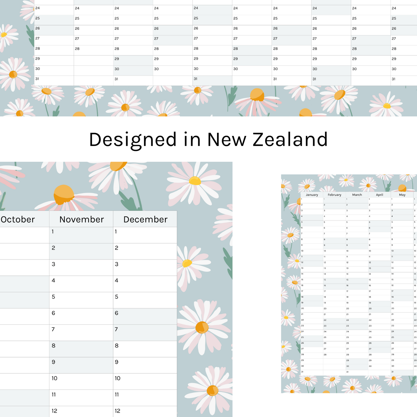Vertical 2025 Paper Wall Planner | Daisy Lane