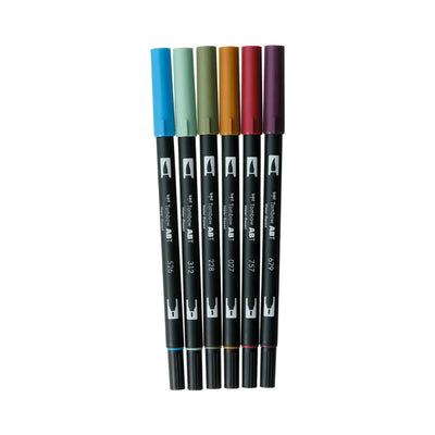 Tombow ABT Brush Marker Pen 6-Pack | Natural Colours
