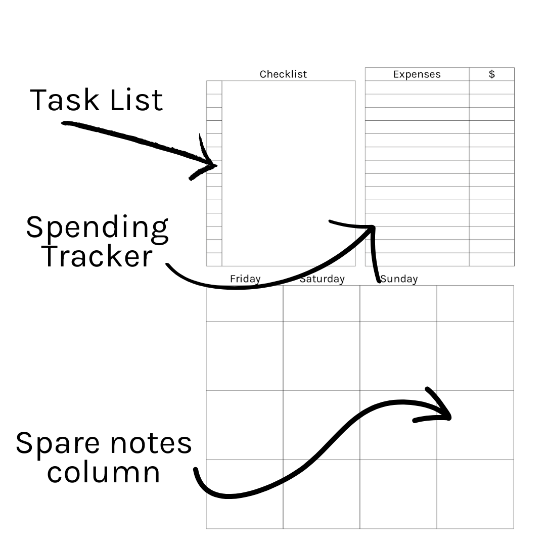 Loose Leaf Planner Inserts 120gsm | 2-Page Weekly Dashboard