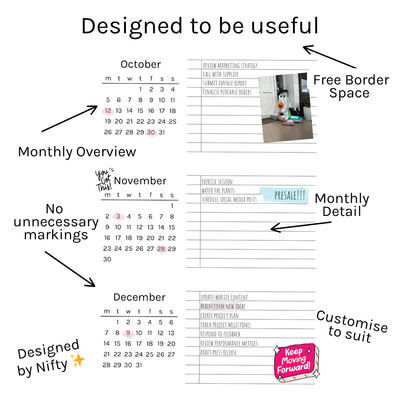Loose Leaf A5 Planner Inserts 120gsm | 2026 Sectioned Yearly Log
