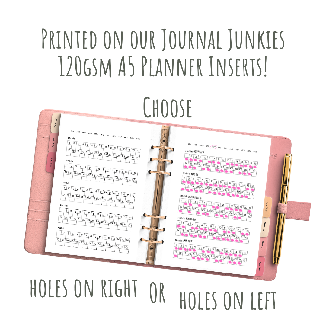 Loose Leaf A5 Planner Inserts 120gsm | Monthly Streak Tracker