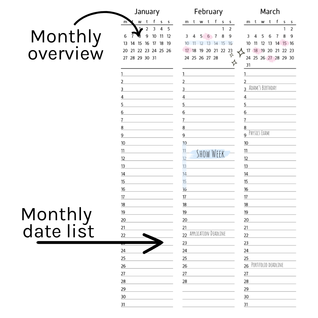 Loose Leaf A5 Planner Inserts 120gsm | 2025 List Future Log