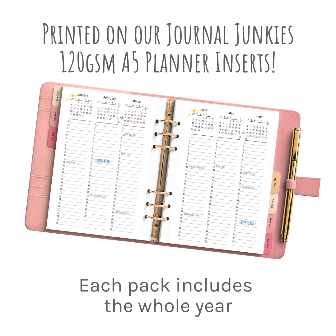 Loose Leaf A5 Planner Inserts 120gsm | 2025 List Future Log