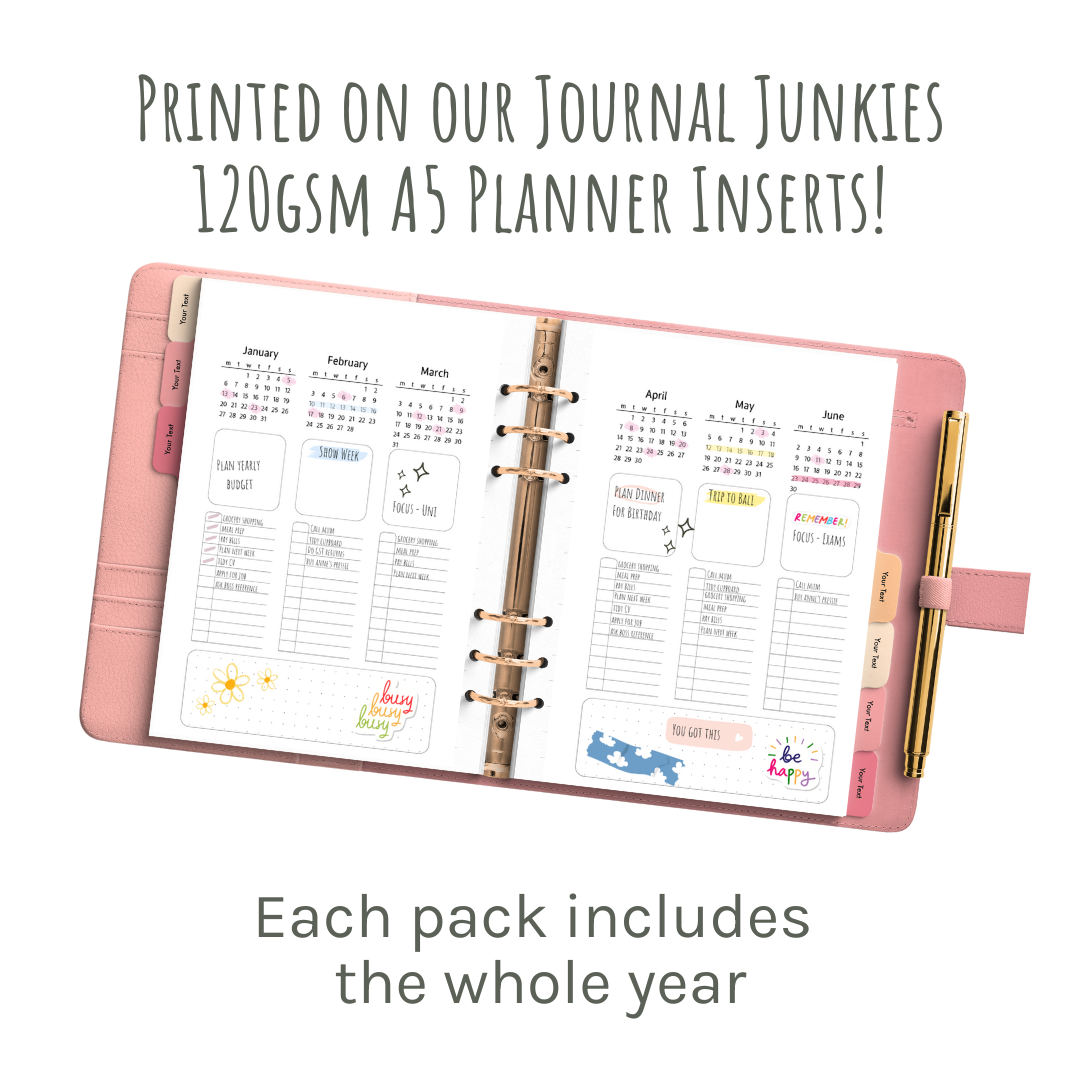 Loose Leaf A5 Planner Inserts 120gsm | 2025 Task-Focused Future Log
