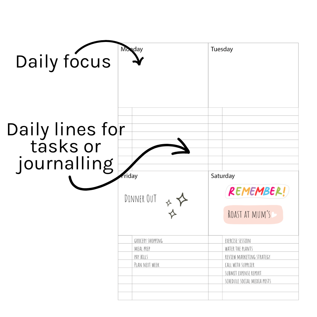 Loose Leaf A5 Planner Inserts 120gsm | Super Block Weekly