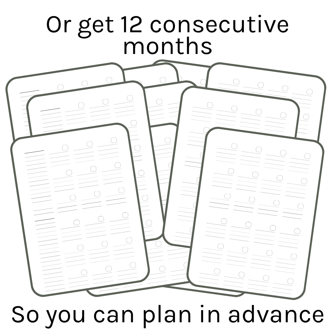 Loose Leaf A5 Planner Inserts 120gsm | Undated Monthly 2-Page Spread