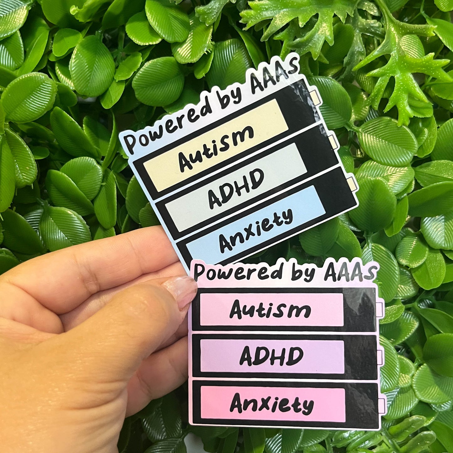 Powered by AAAs | Vinyl, Laminated Sticker