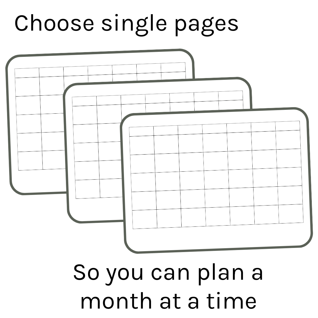 Loose Leaf A5 Planner Inserts 120gsm | Undated Monthly Calendar Log
