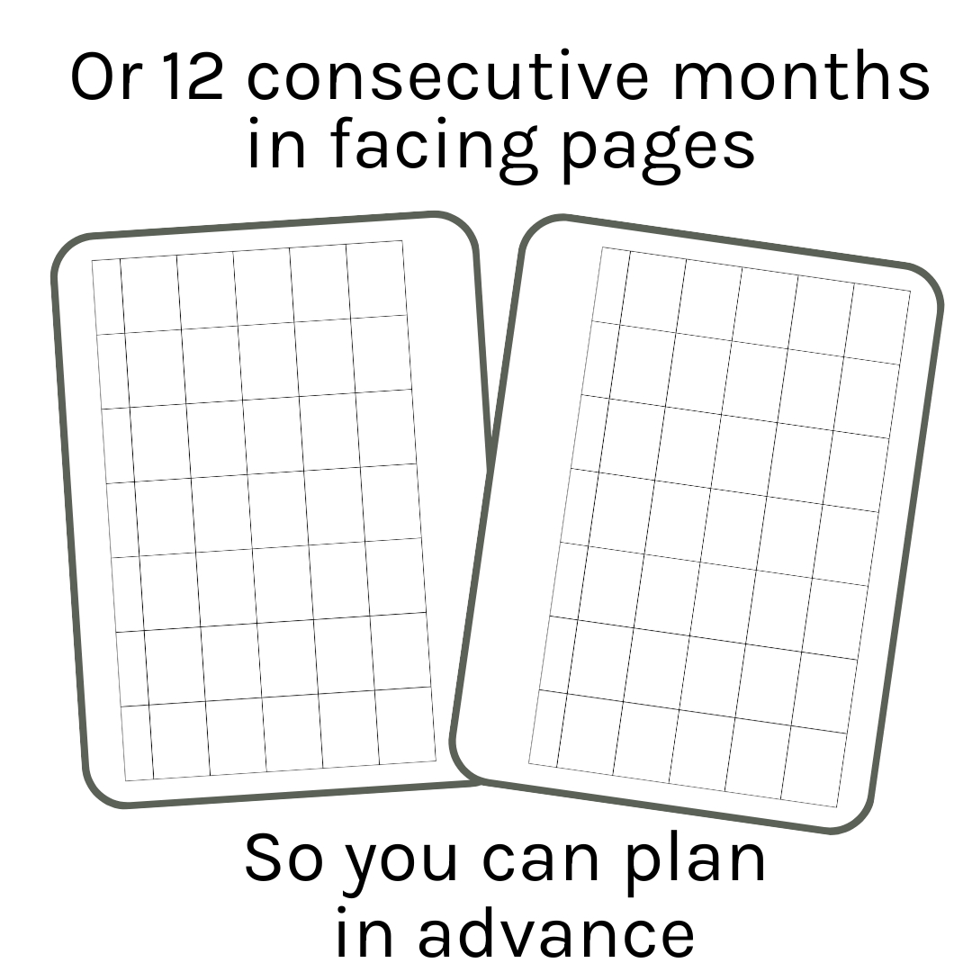 Loose Leaf A5 Planner Inserts 120gsm | Undated Monthly Calendar Log