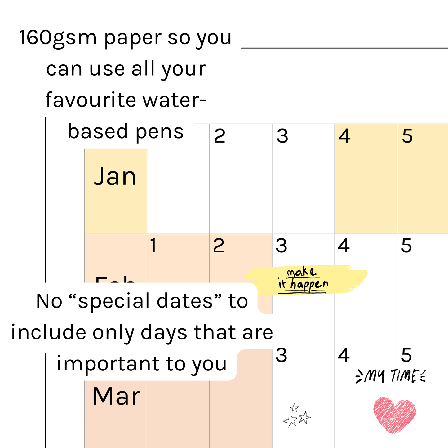 Horizontal 2025 Paper Wall Planner | Julie's Rainbow