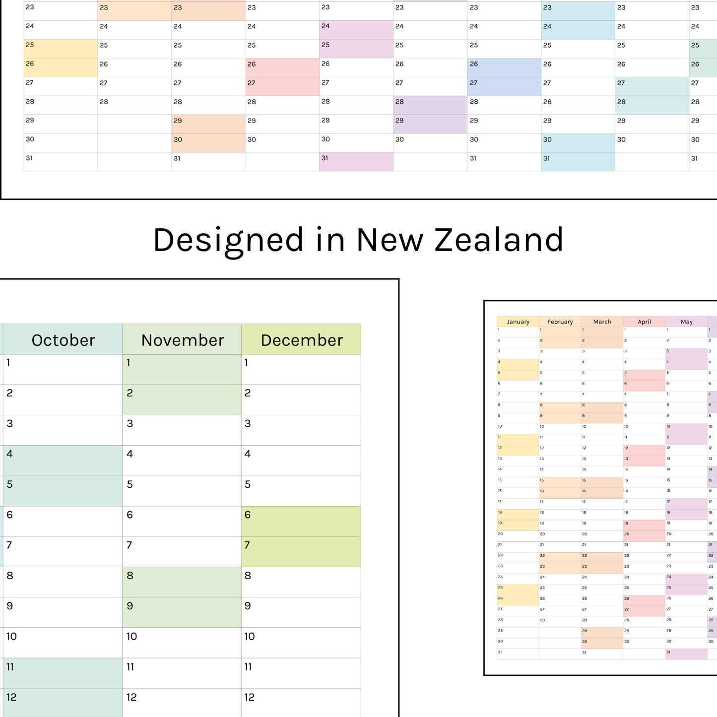 Vertical 2025 Paper Wall Planner | Julie's Rainbow