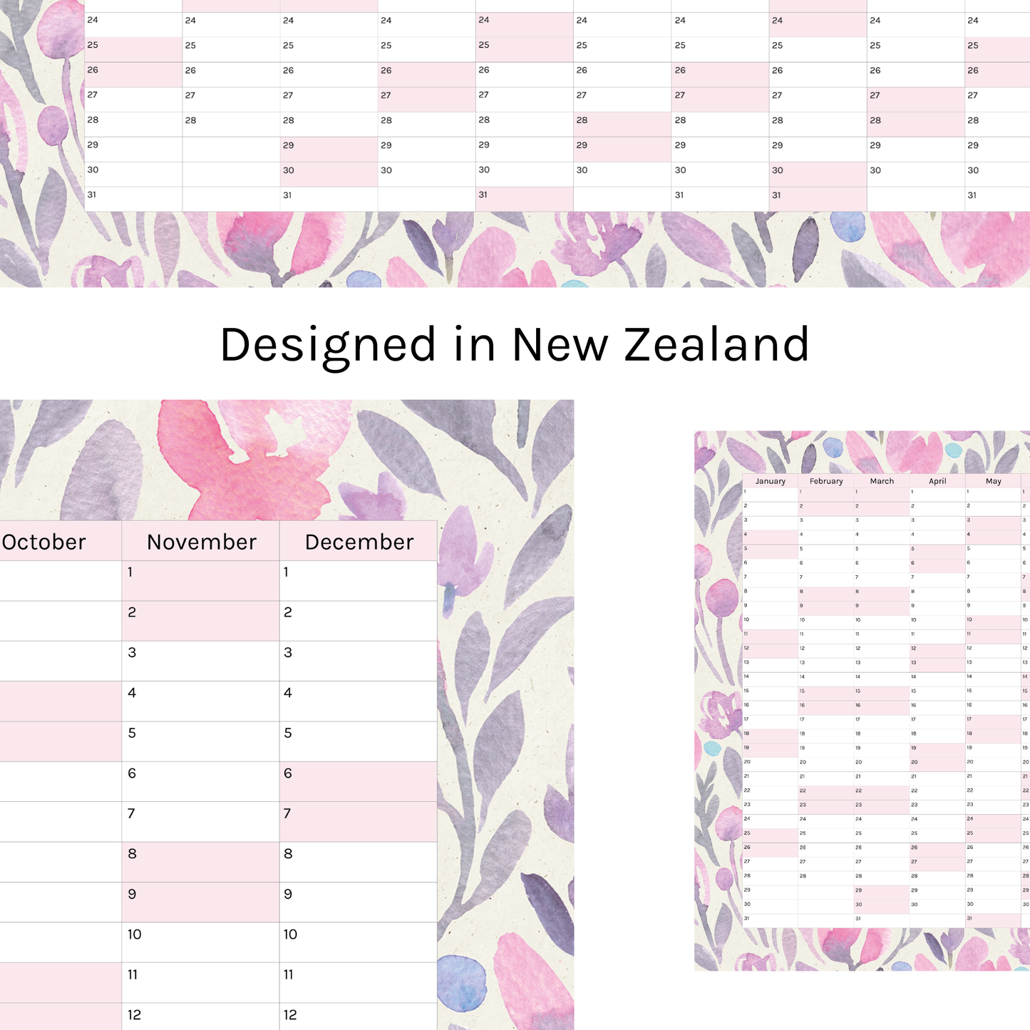Vertical 2025 Paper Wall Planner | Lavender Bloom