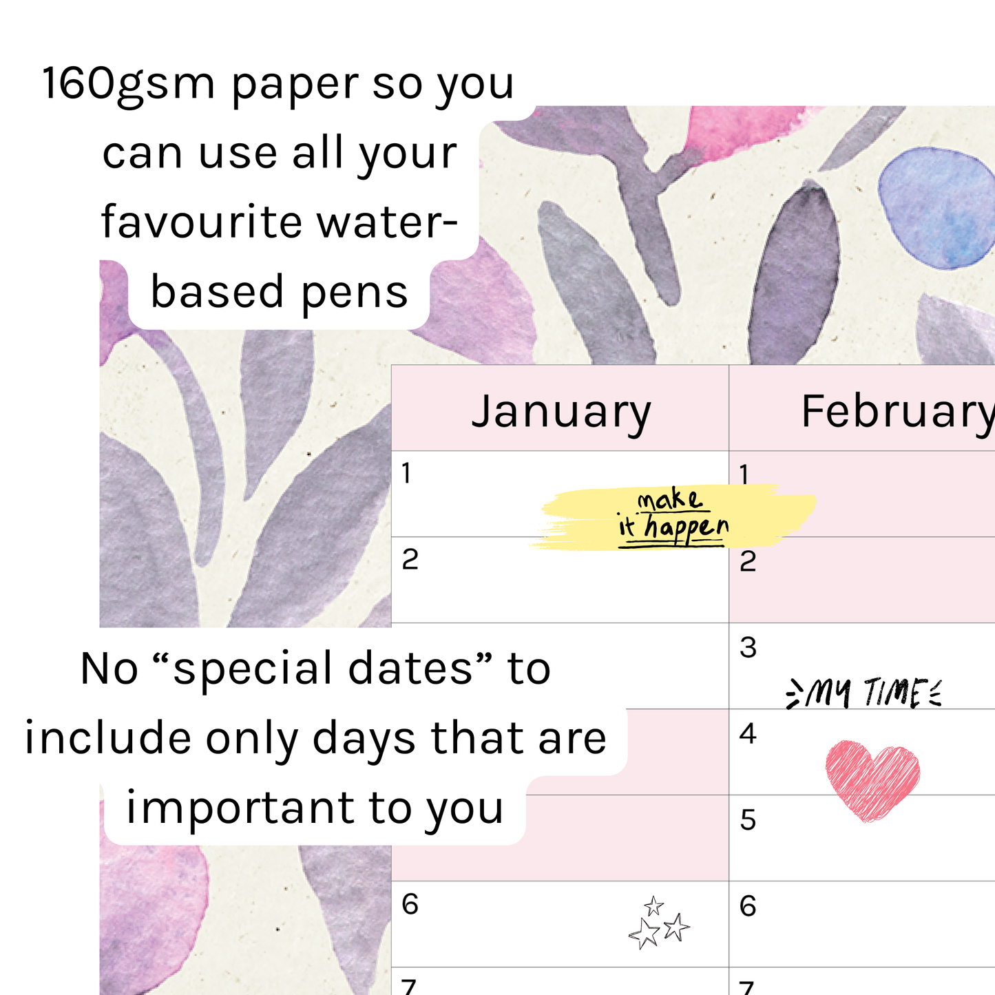 Vertical 2025 Paper Wall Planner | Lavender Bloom