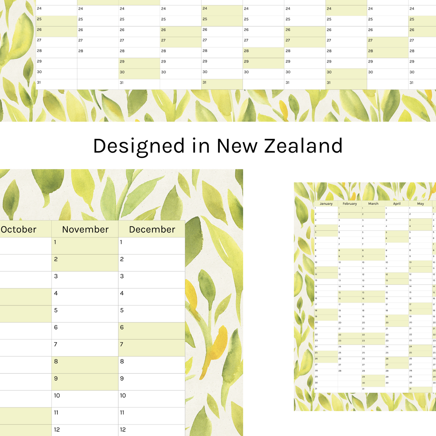 Vertical 2025 Paper Wall Planner | Lemon Leaf