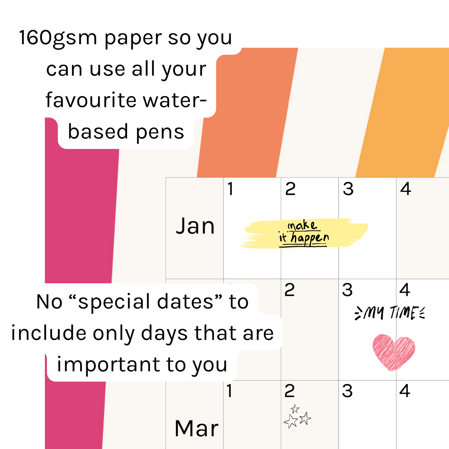 Horizontal 2025 Paper Wall Planner | Rainbow Burst