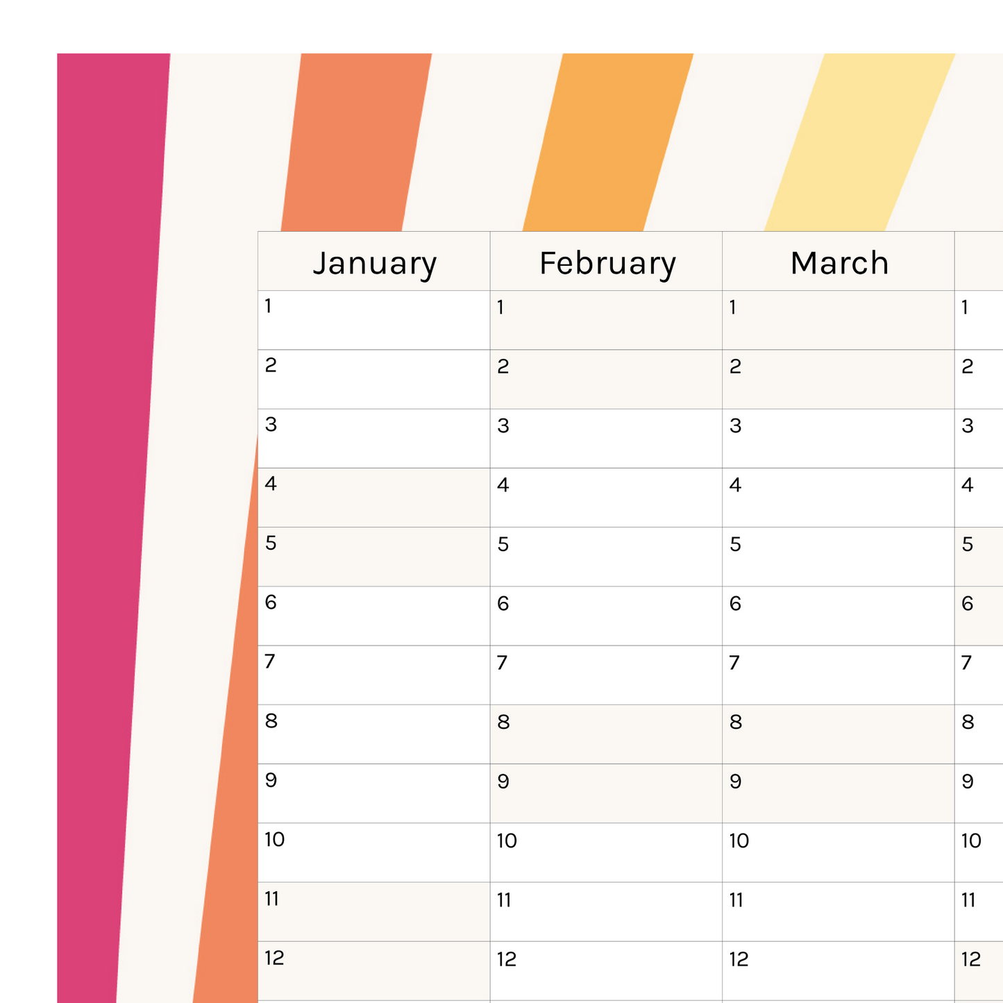 Vertical 2025 Paper Wall Planner | Rainbow Burst
