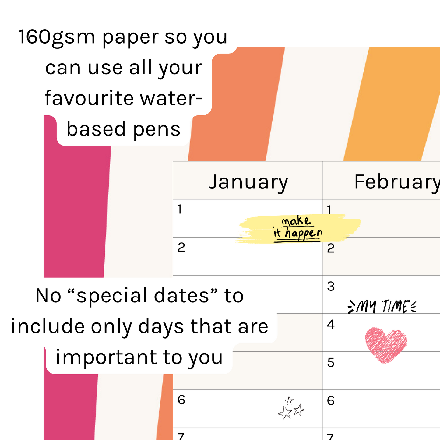 Vertical 2025 Paper Wall Planner | Rainbow Burst