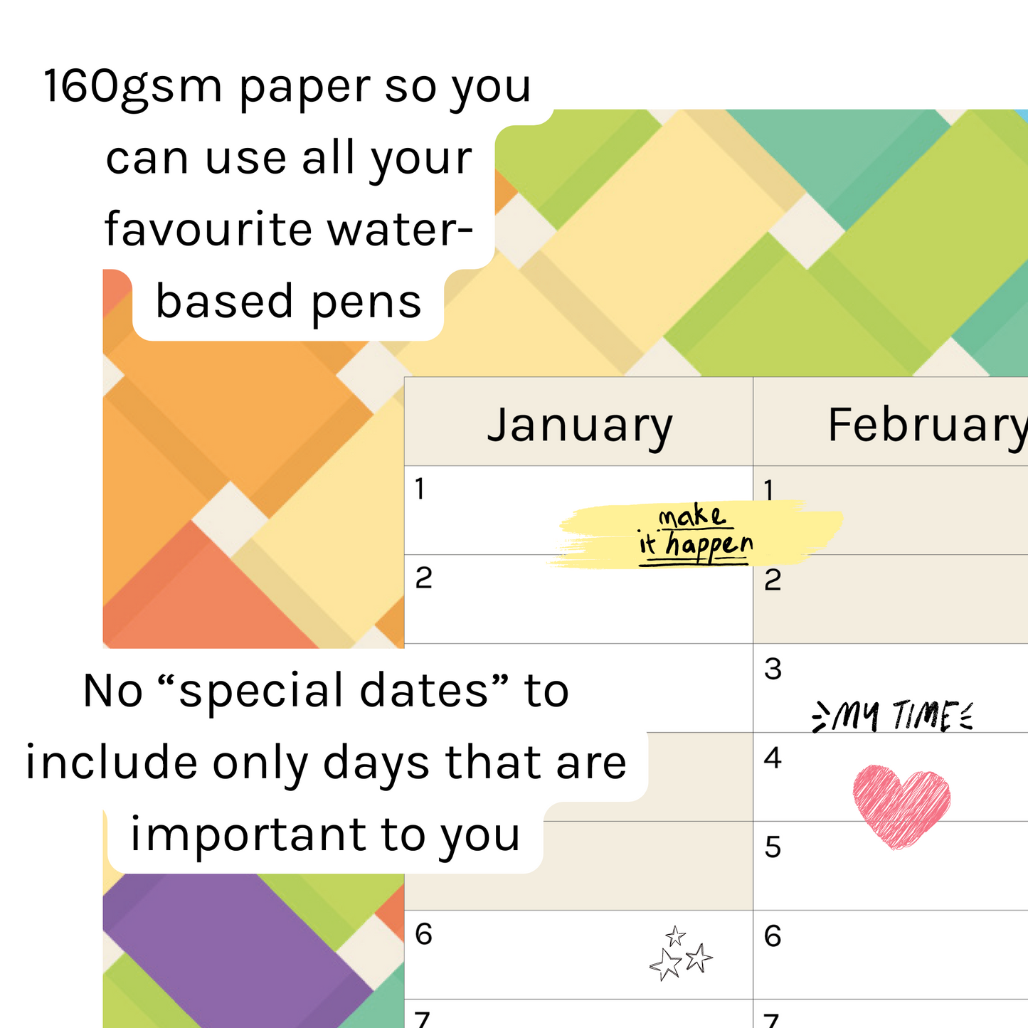 Vertical 2025 Paper Wall Planner | Rainbow Weave