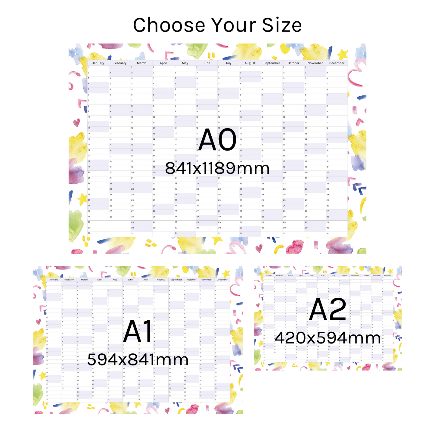 Vertical 2025 Paper Wall Planner | Scribble Splash