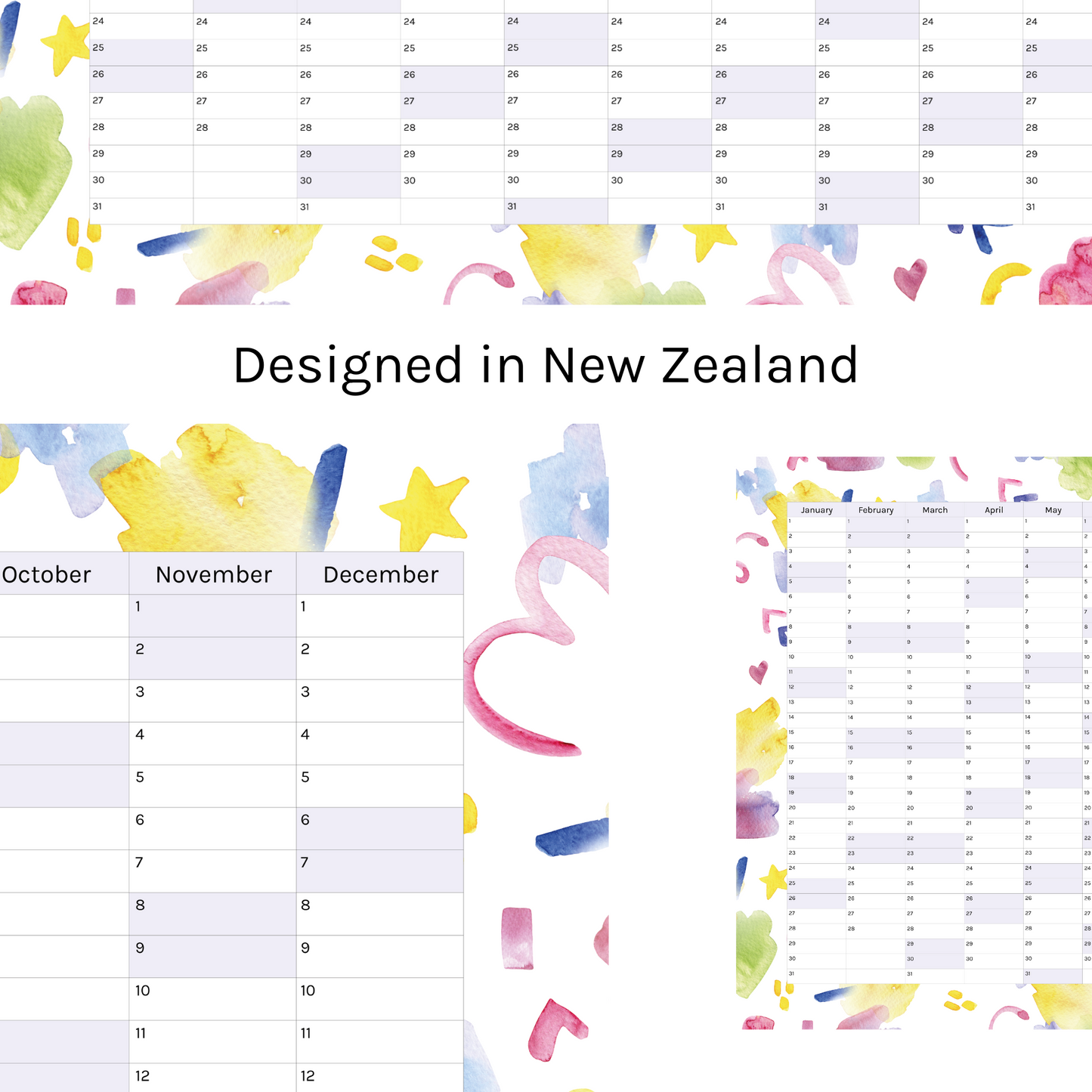 Vertical 2025 Paper Wall Planner | Scribble Splash