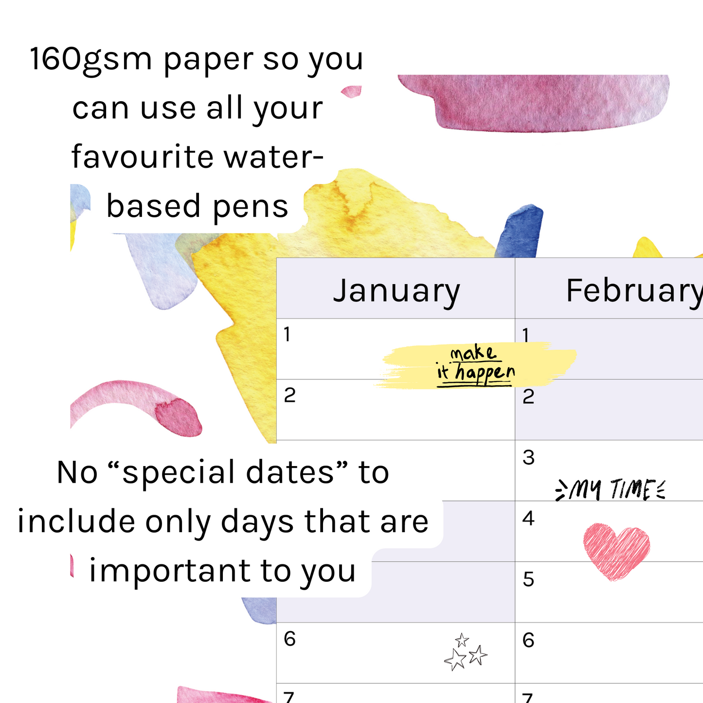 Vertical 2025 Paper Wall Planner | Scribble Splash