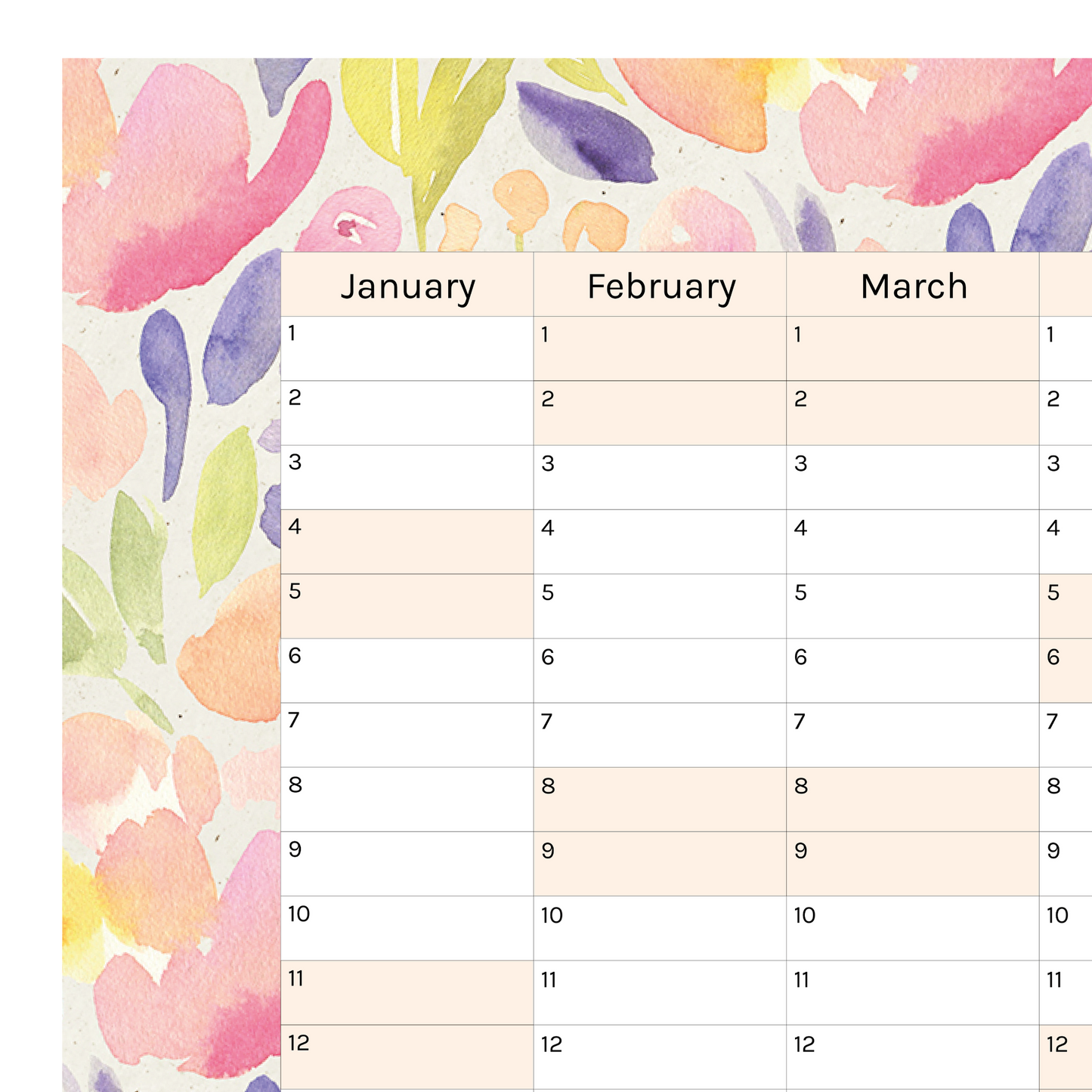 Vertical 2025 Paper Wall Planner | Sorbet Garden