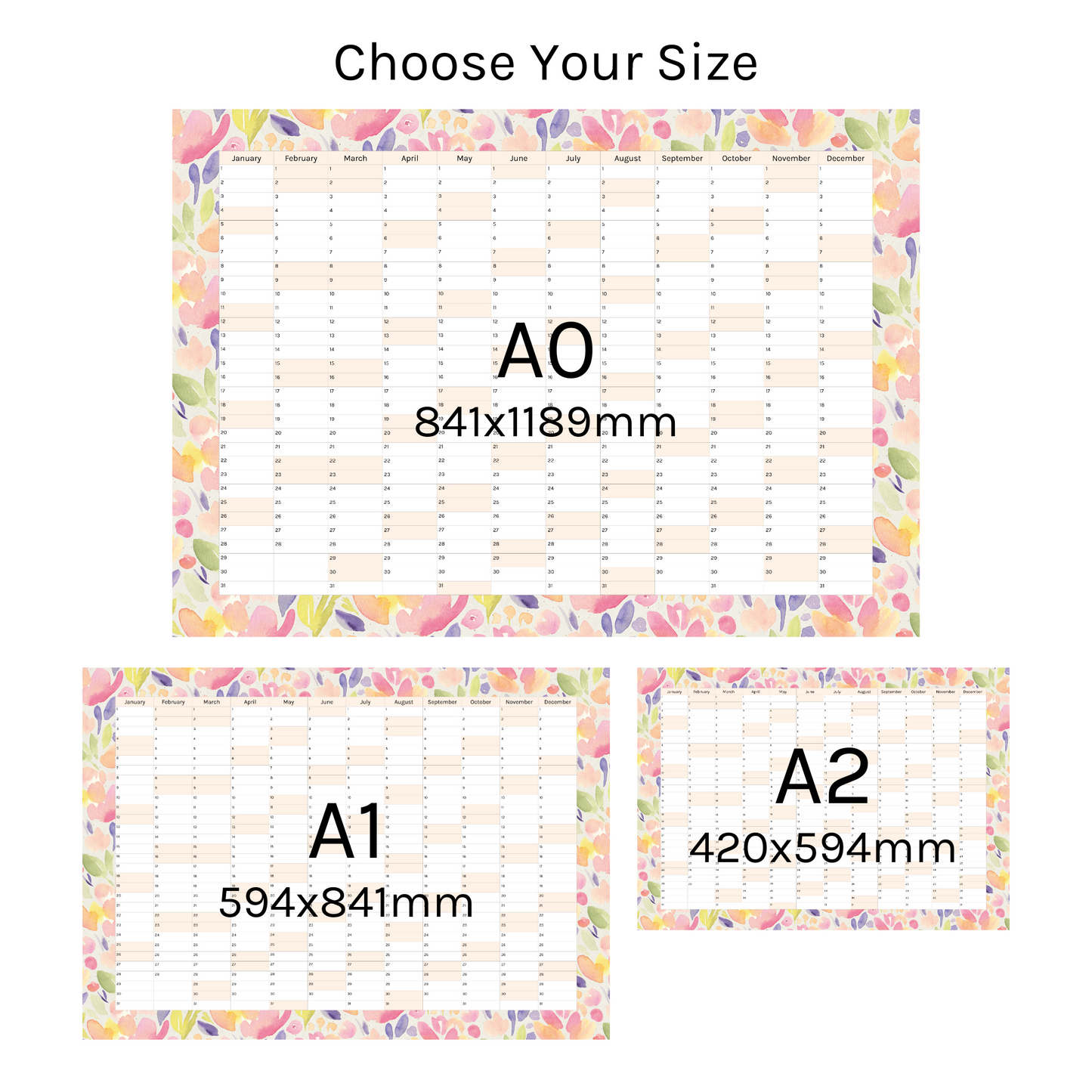 Vertical 2025 Paper Wall Planner | Sorbet Garden