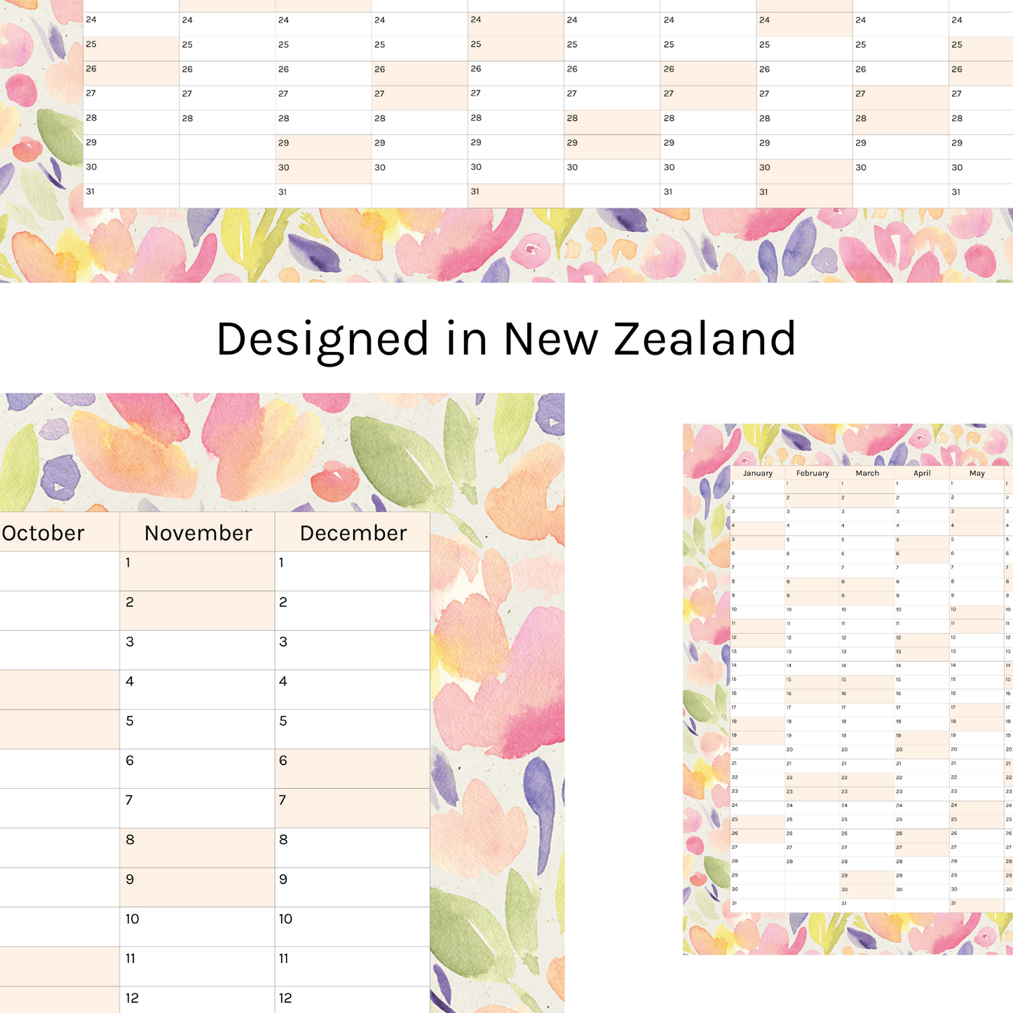 Vertical 2025 Paper Wall Planner | Sorbet Garden