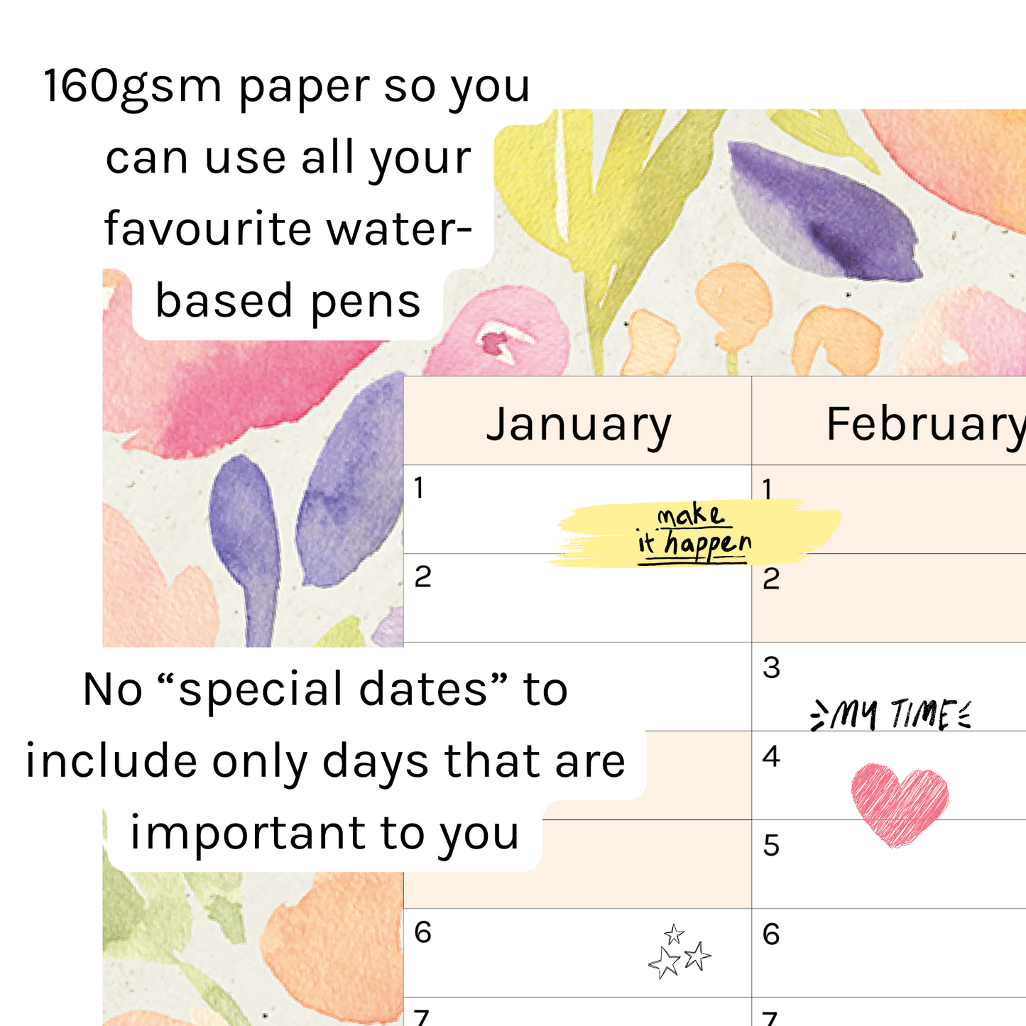 Vertical 2025 Paper Wall Planner | Sorbet Garden