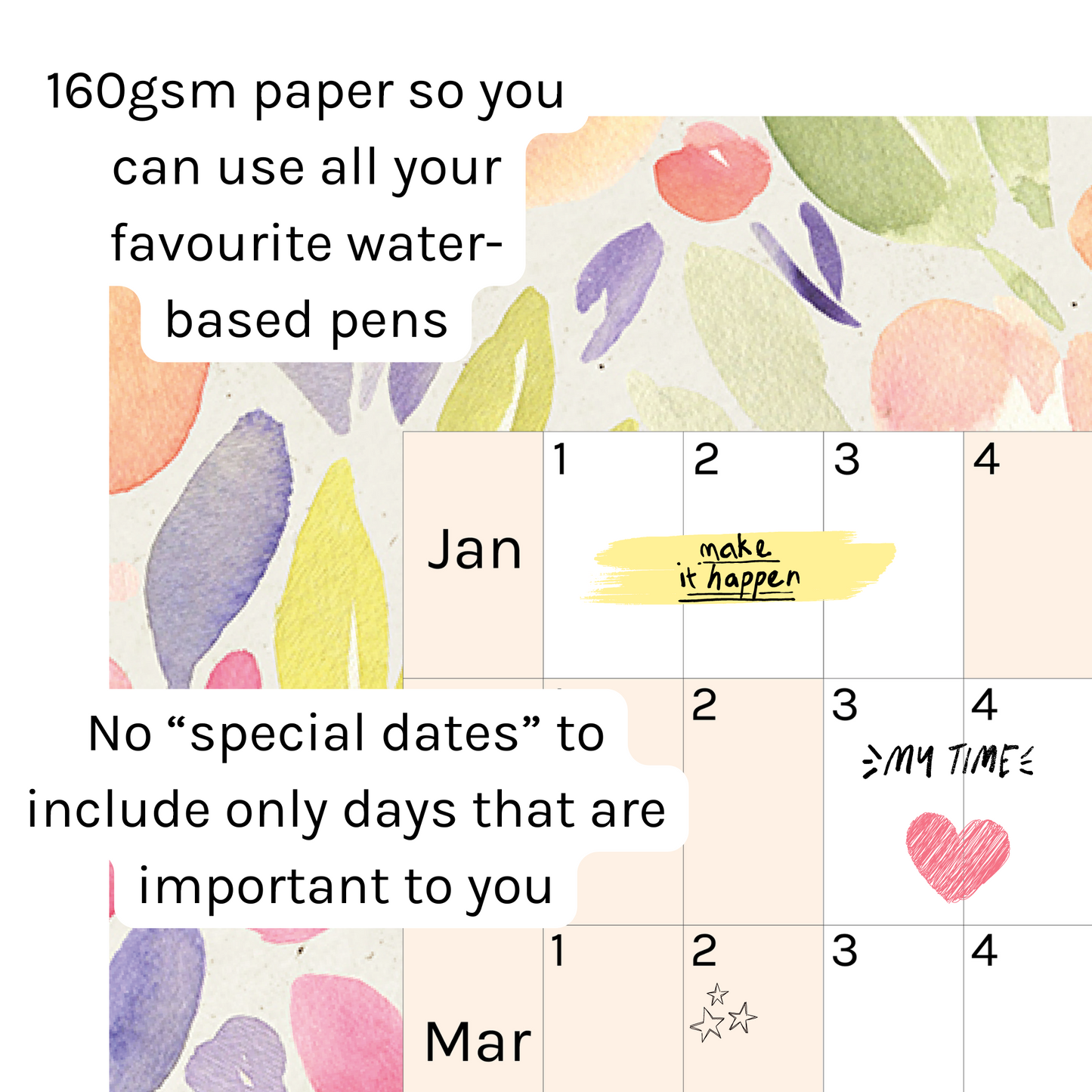 Horizontal 2025 Paper Wall Planner | Sorbet Garden
